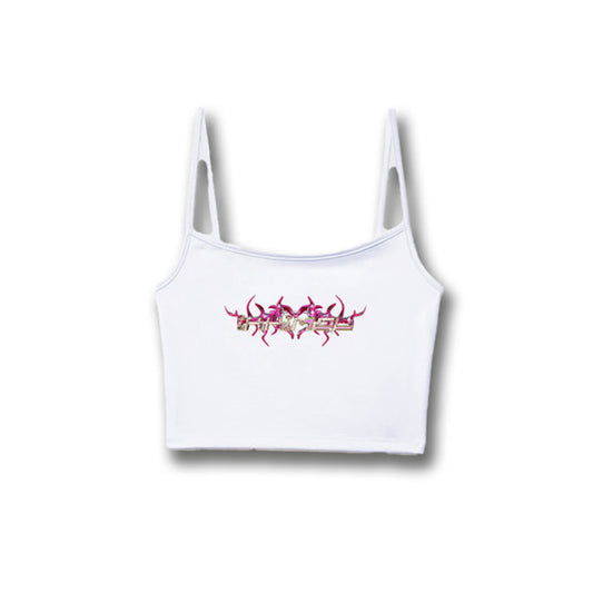 IKKIMEL - SPAGHETTI CROPPED TOP - WHITE